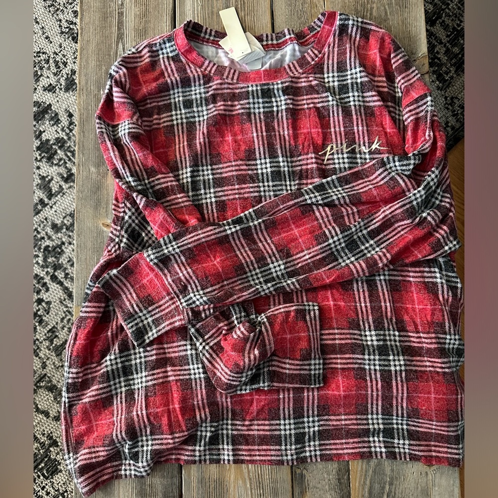 NWT PINK pajama flannel top